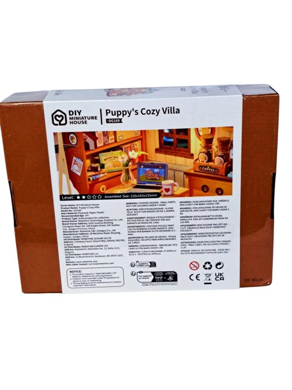 DIY Miniature House Puppy's Cozy Villa Robotime DG169 Rolife 230 Pieces LED Lts